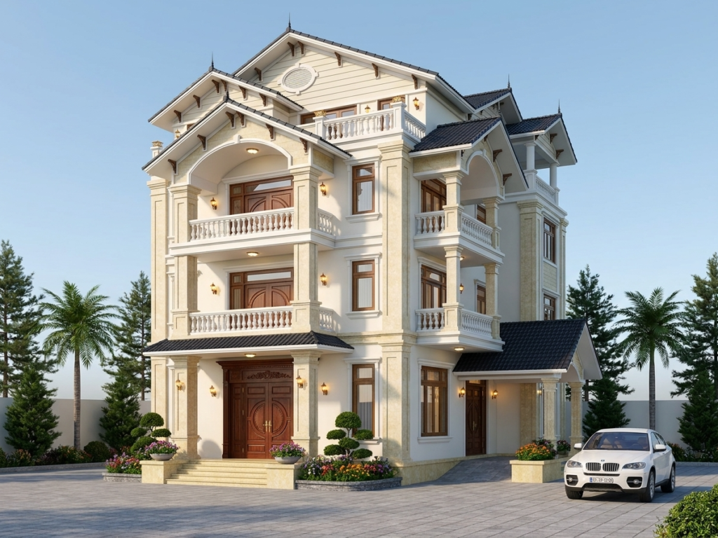 Khám Phá Mẫu Thiết Kế Biệt Thự Tân Cổ Điển 3 Tầng Mái Thái Đẳng Cấp & Sang Trọng