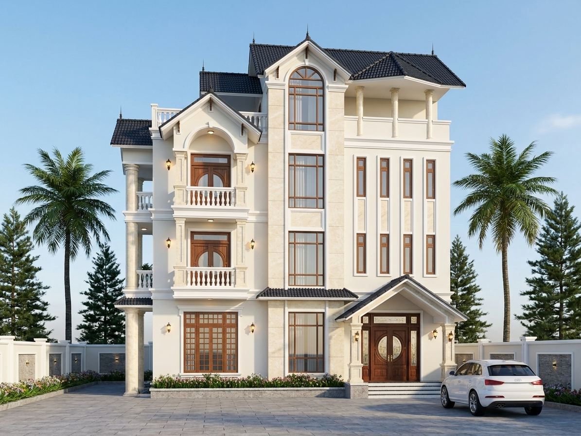 Khám Phá Mẫu Thiết Kế Biệt Thự Tân Cổ Điển 3 Tầng Mái Thái Đẳng Cấp & Sang Trọng
