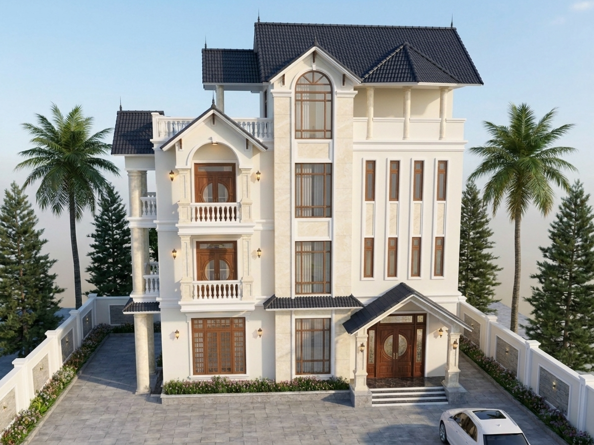 Khám Phá Mẫu Thiết Kế Biệt Thự Tân Cổ Điển 3 Tầng Mái Thái Đẳng Cấp & Sang Trọng