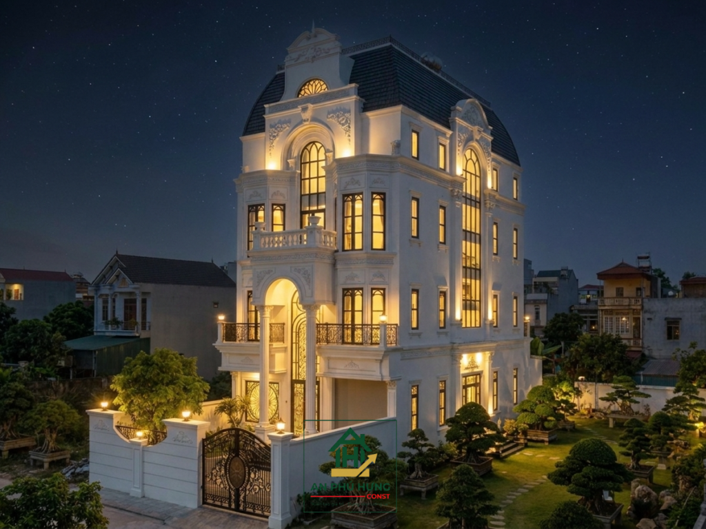 Chiêm ngưỡng kiệt tác biệt thự tân cổ điển 4 tầng mái Mansard tuyệt đẹp. Khám phá không gian kiến trúc Pháp hoa lệ kết hợp cùng hệ thống sân vườn bonsai nghệ thuật triệu đô mang lại không gian sống vương giả.