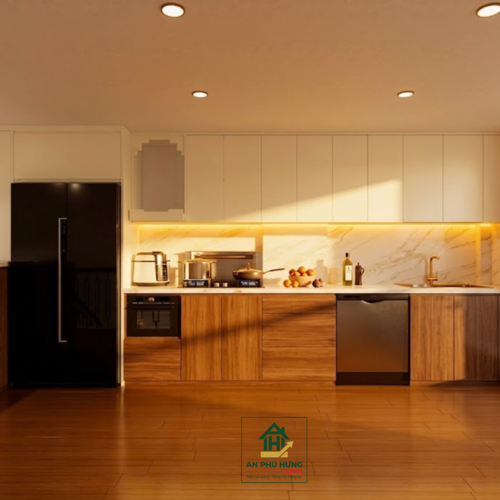 Khám phá mẫu thiết kế nội thất nhà phố hiện đại, sang trọng từ An Phú Hưng. Giải pháp bố trí phòng khách, bếp và phòng ngủ tối ưu không gian xanh tuyệt đẹp