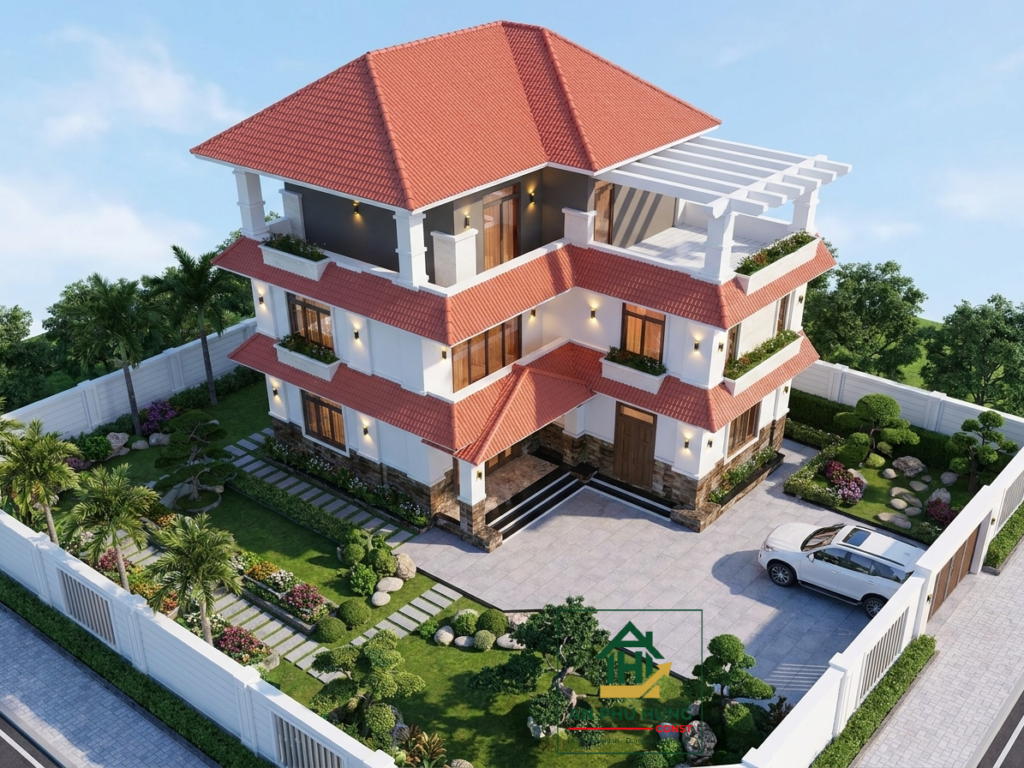 Chiêm ngưỡng mẫu thiết kế biệt thự 3 tầng mái Nhật tuyệt đẹp từ An Phú Hưng Const. Khám phá kiến trúc hiện đại, cảnh quan sân vườn sinh thái và không gian sống hoàn hảo.