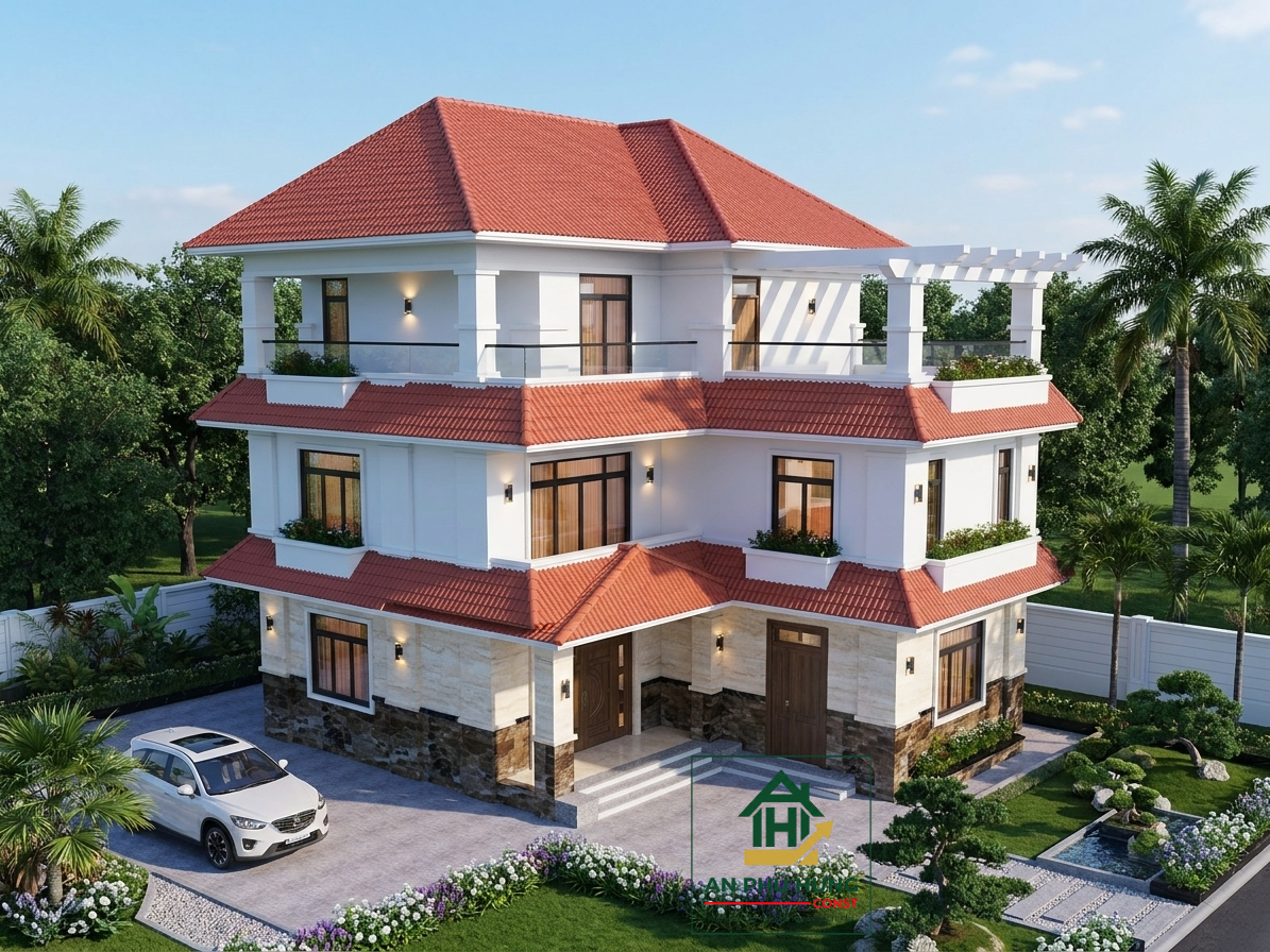 Chiêm ngưỡng mẫu thiết kế biệt thự 3 tầng mái Nhật tuyệt đẹp từ An Phú Hưng Const. Khám phá kiến trúc hiện đại, cảnh quan sân vườn sinh thái và không gian sống hoàn hảo.