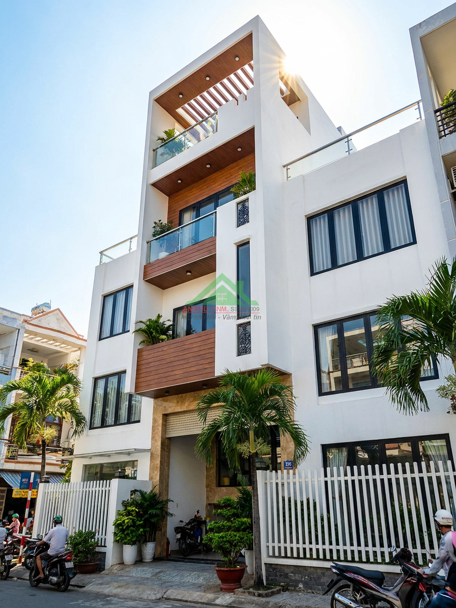 Chiêm ngưỡng mẫu nhà phố 4 tầng hiện đại tuyệt đẹp với thiết kế mặt tiền kết hợp gỗ và kính sang trọng. Giải pháp tối ưu ánh sáng, không gian mở và kiến trúc bền vững cho gia đình đô thị.
