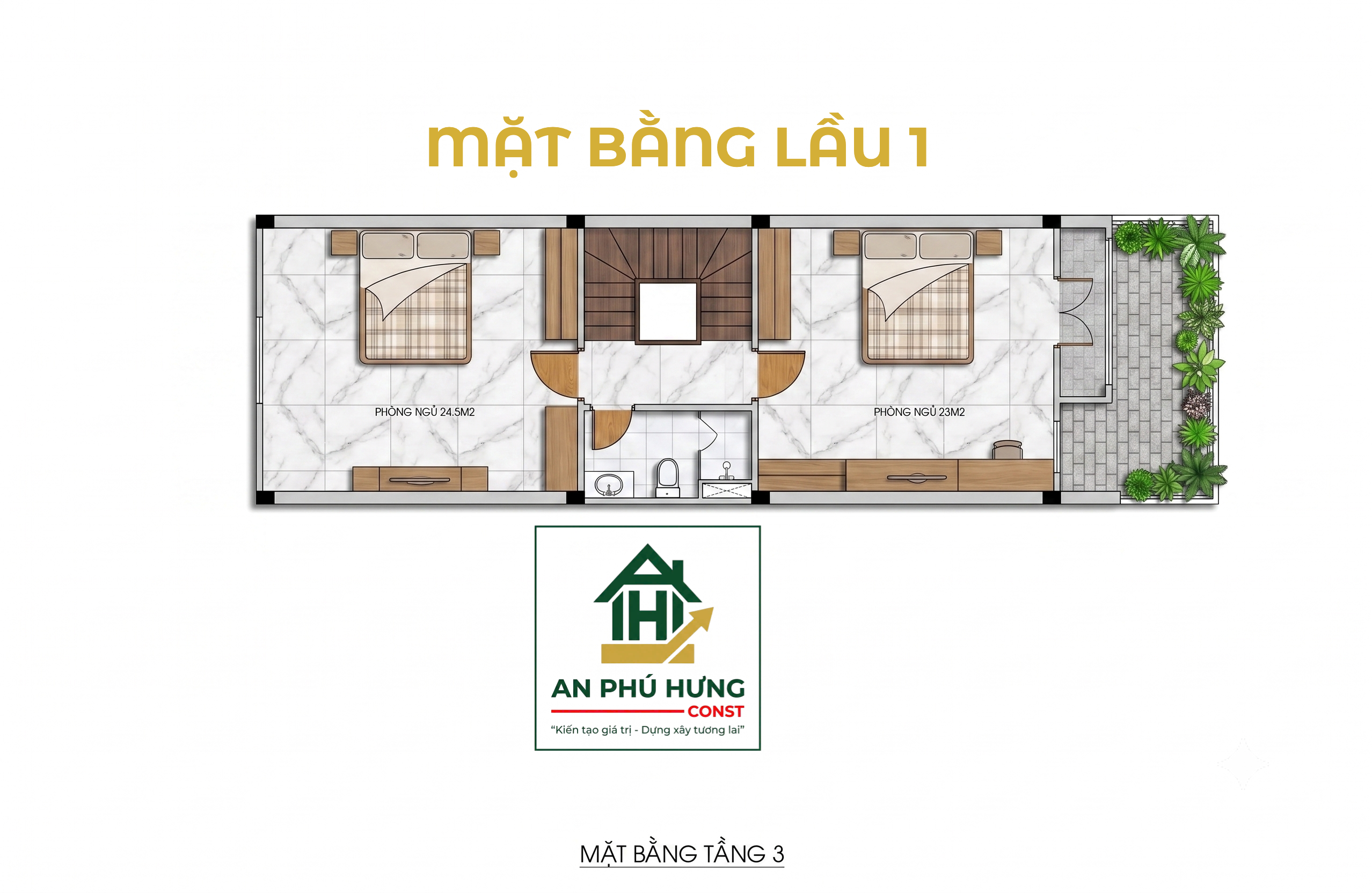 Khám phá mẫu thiết kế nhà phố 4 tầng hiện đại tuyệt đẹp từ An Phú Hưng Const. Phân tích chi tiết bản vẽ mặt bằng 4 tầng tối ưu không gian, giếng trời thông thoáng và kiến trúc xanh mát lý tưởng cho gia đình Việt.