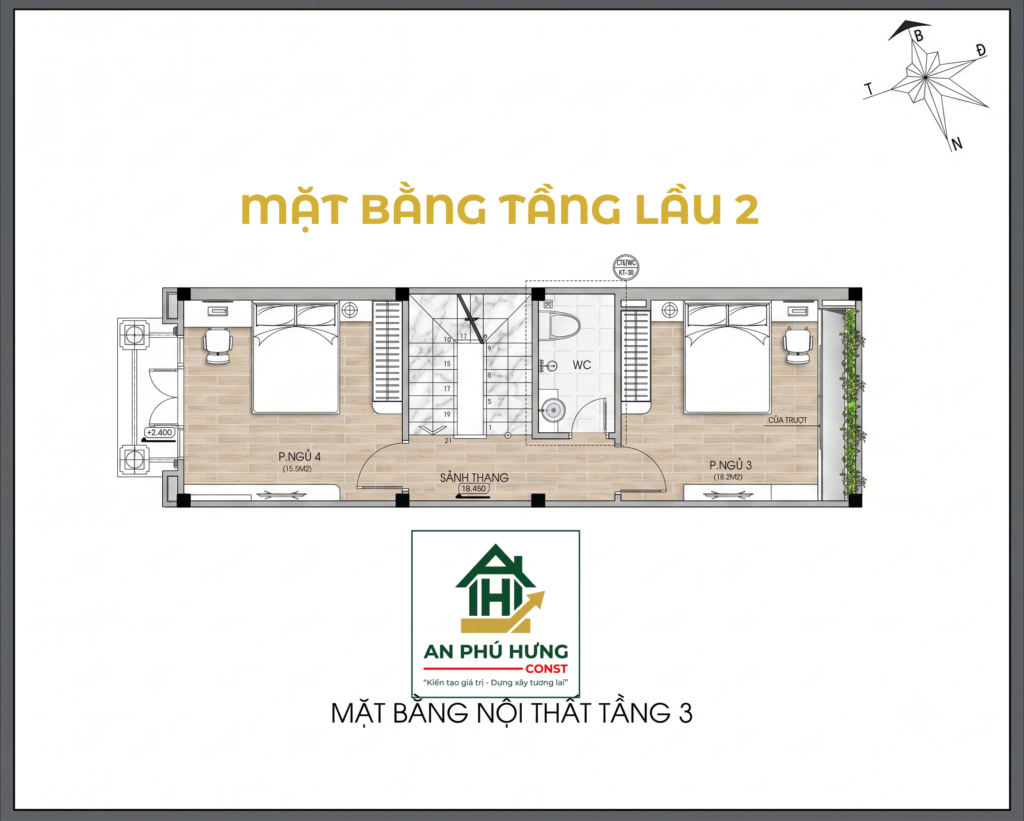 mặt bằng lầu 2