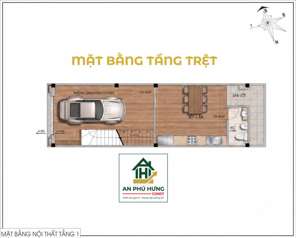 mặt bằng trên nhà phố tăng cổ điển