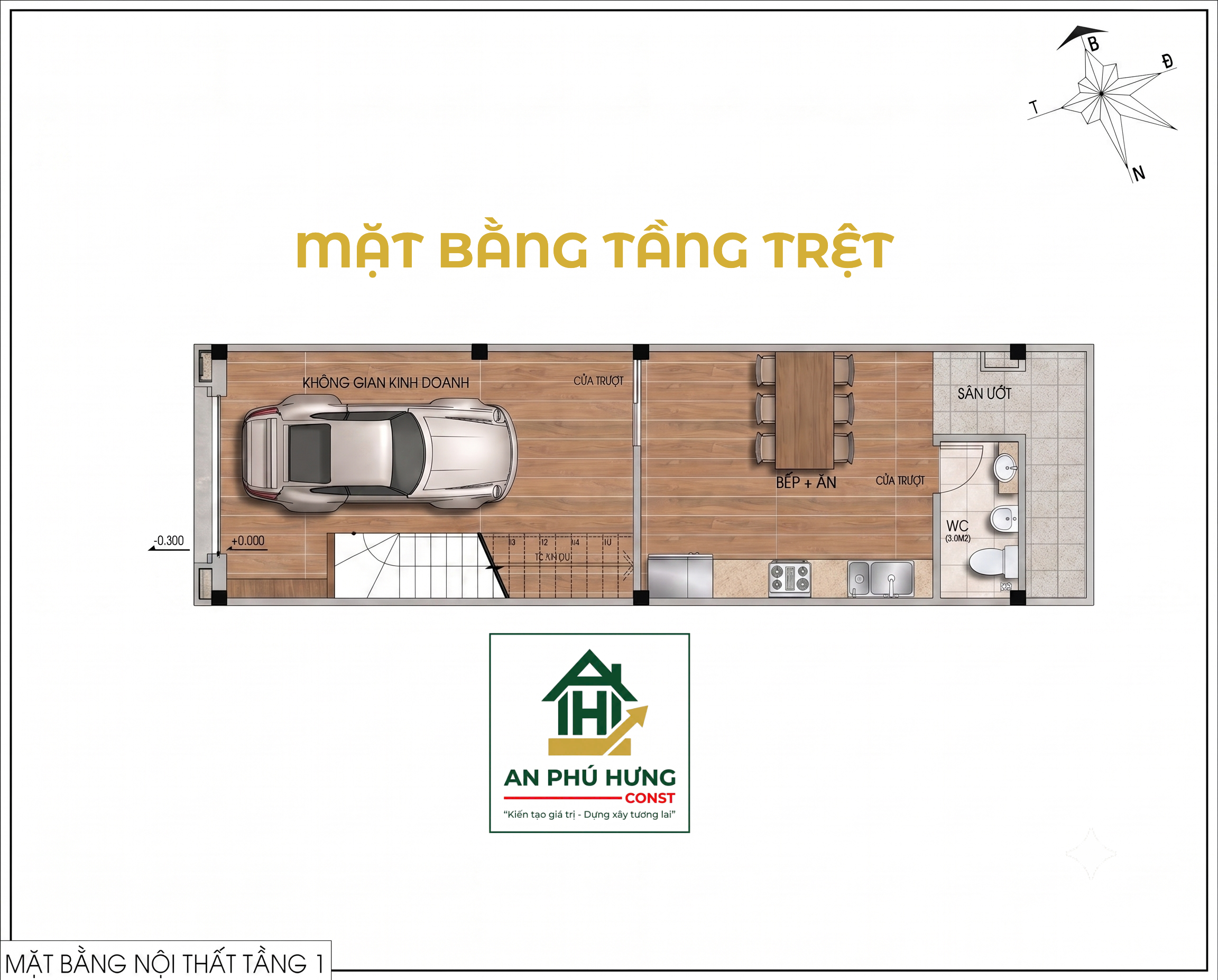 mặt bằng trên nhà phố tăng cổ điển