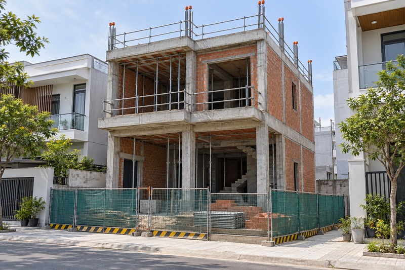 Chi phí xây thô nhà phố 1 trệt 2 lầu