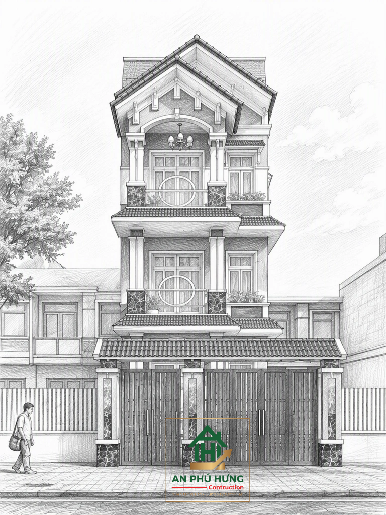 Khám phá mẫu thiết kế nhà phố tân cổ điển đẳng cấp của anh Tuấn tại Củ Chi do An Phú Hưng thiết kế & thi công. Gọi ngay 0928 7997789 để nhận tư vấn trọn gói!