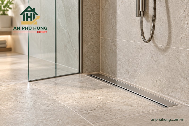 Sàn nhà tắm và rãnh thoát nước