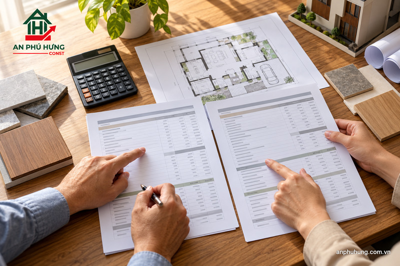 So sánh đơn giá và phạm vi xây dựng nhà phố